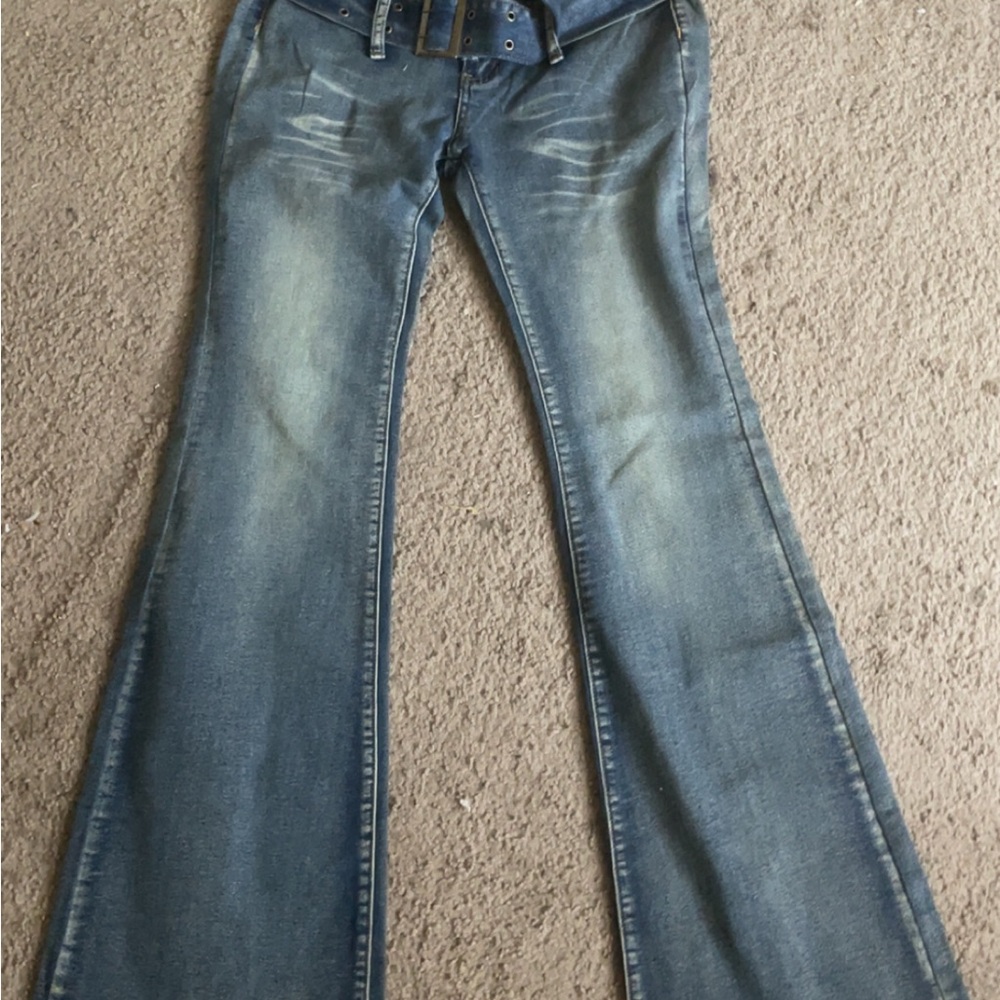 SHEIN Blue Flare Wide Leg Jeans Vintage-Inspired